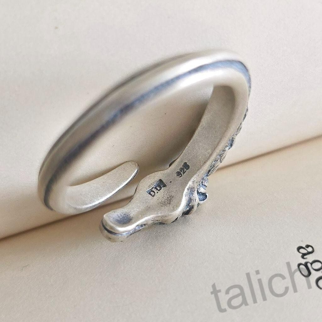 Antiqued Solid 925 Sterling Silver Horse Head Ring Adjustable Handmade Unique