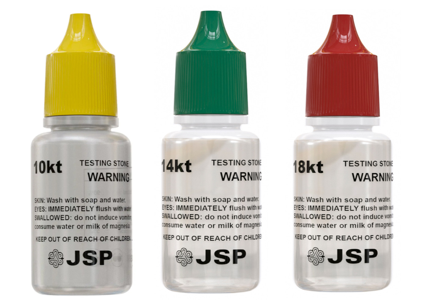 Set of 3 Gold Jewelry Testing 10K 14K 18K Test Acid Solutions 3 Bottles By JSP