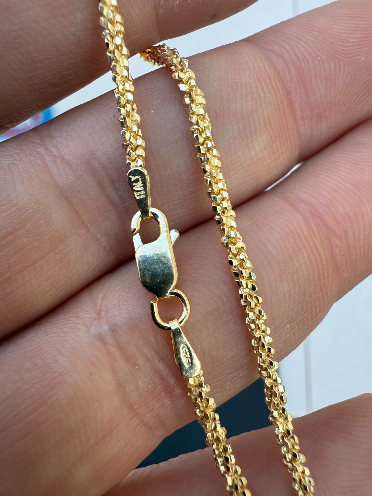 Real Solid 14k Gold Vermeil 925 Silver 3mm Sparkle Rope Bracelet 6-8.5″ Long
