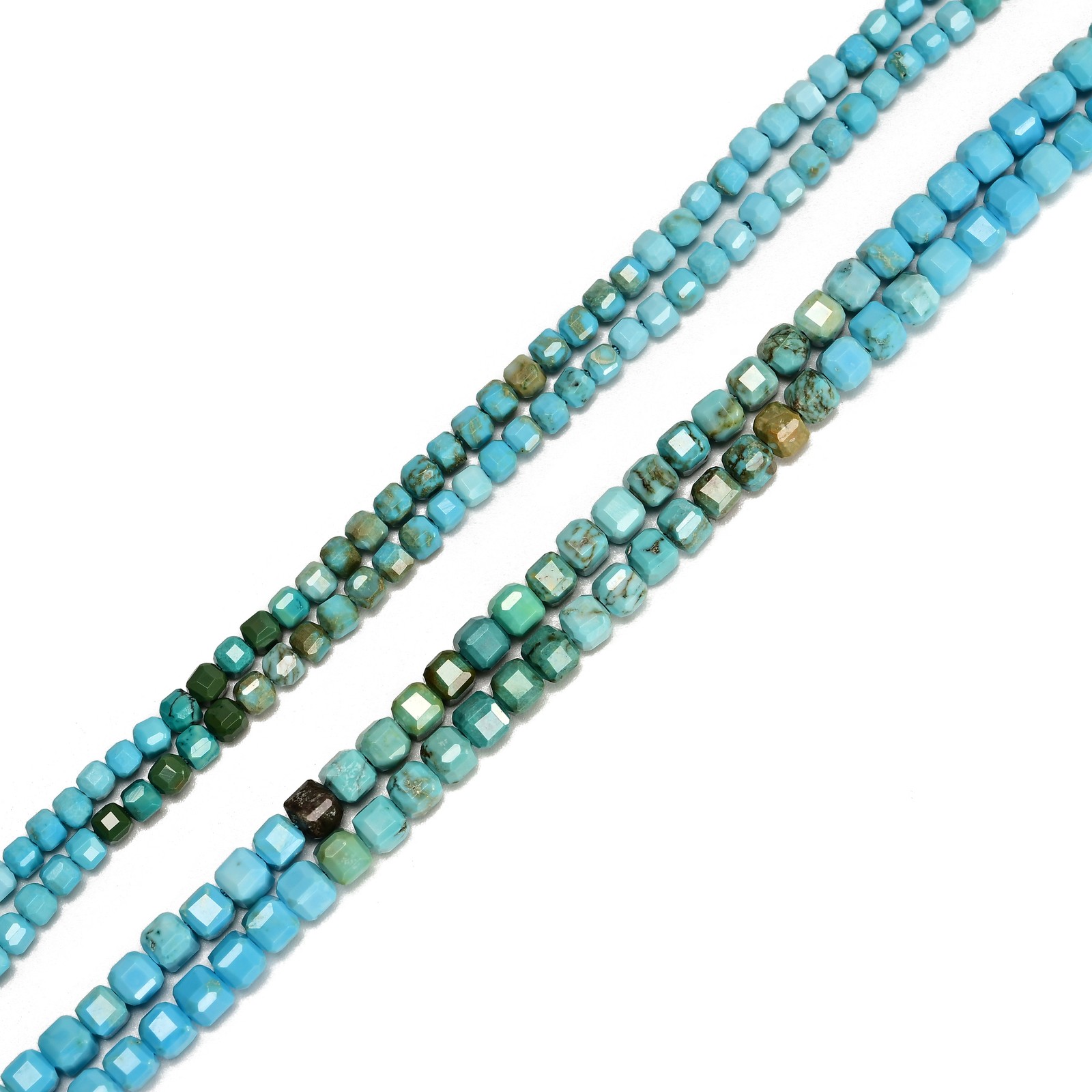 Gradient Turquoise Faceted Cube Beads Size 3mm 4mm 15.5” Strand