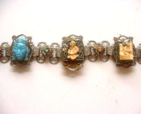 Jinn wishing genie blue Tara good luck talisman lucky charm bracelet Asian c1960