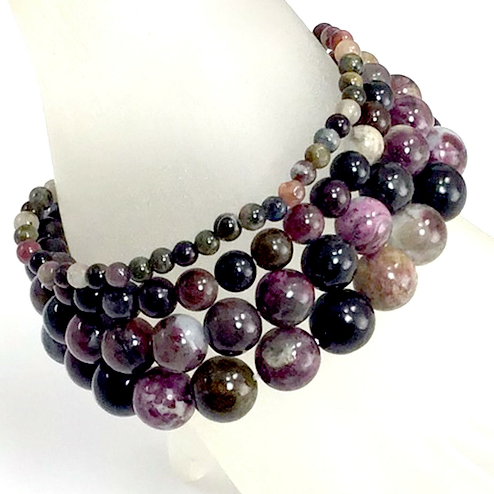 Handmade Natural Tourmaline Stretch Bracelet Round Bead 4 6 8 10 12Gemstone 7.5″