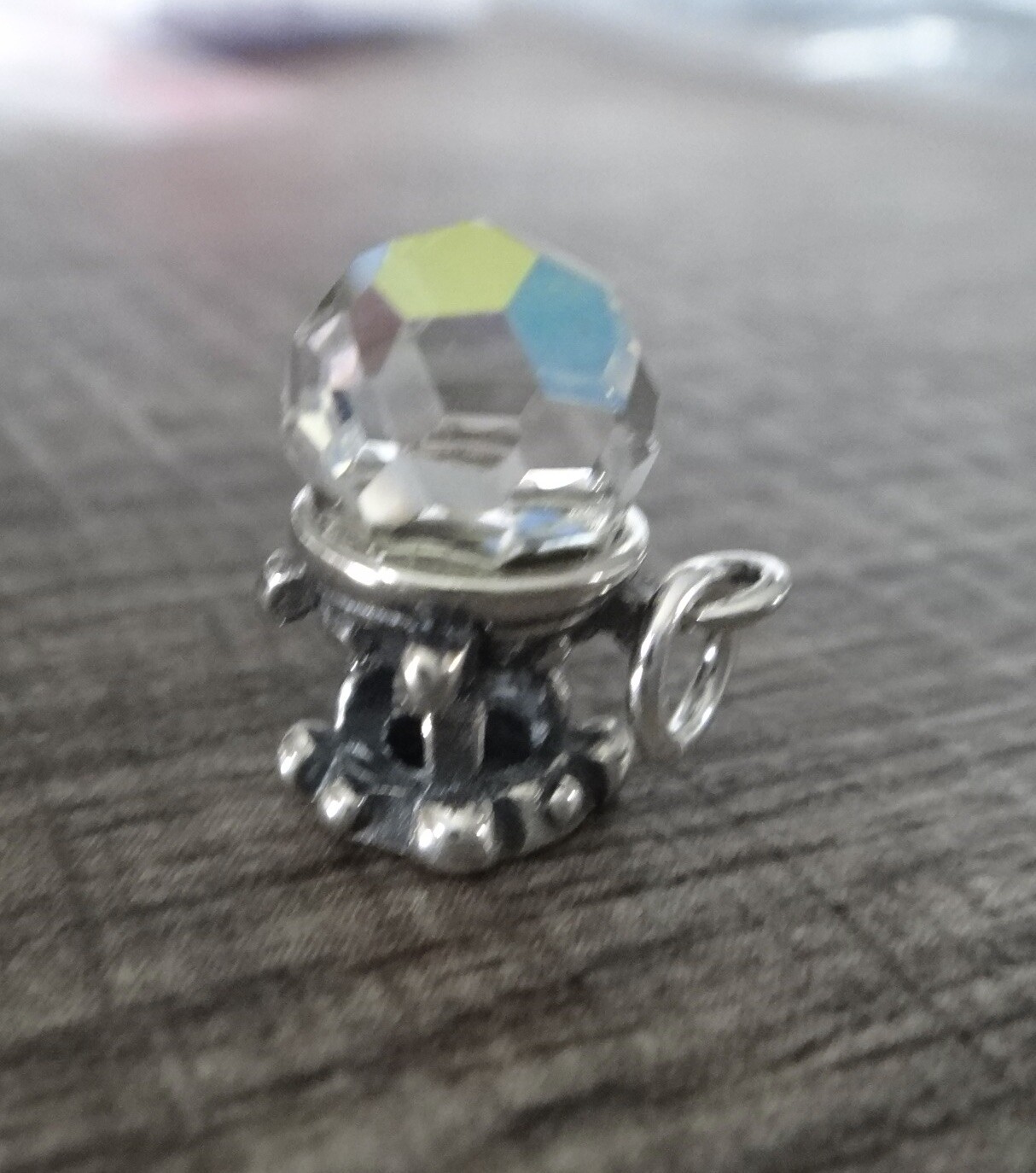 12x15mm Unusual Realistic Fortune Teller Crystal Ball Sterling Silver Charm