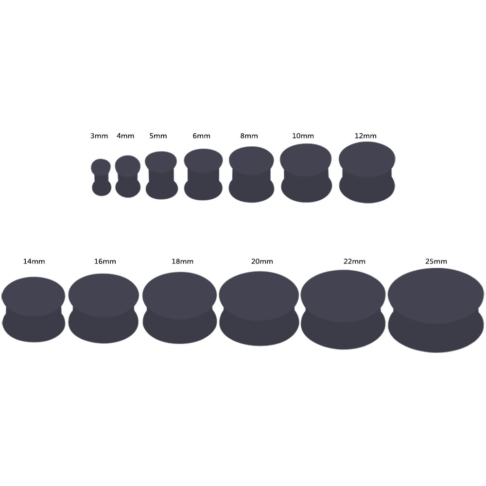 2Pcs Silicone Ear Gauges Double Flared Saddle Ear Tunnels Plug Piercing 2g-3/4″