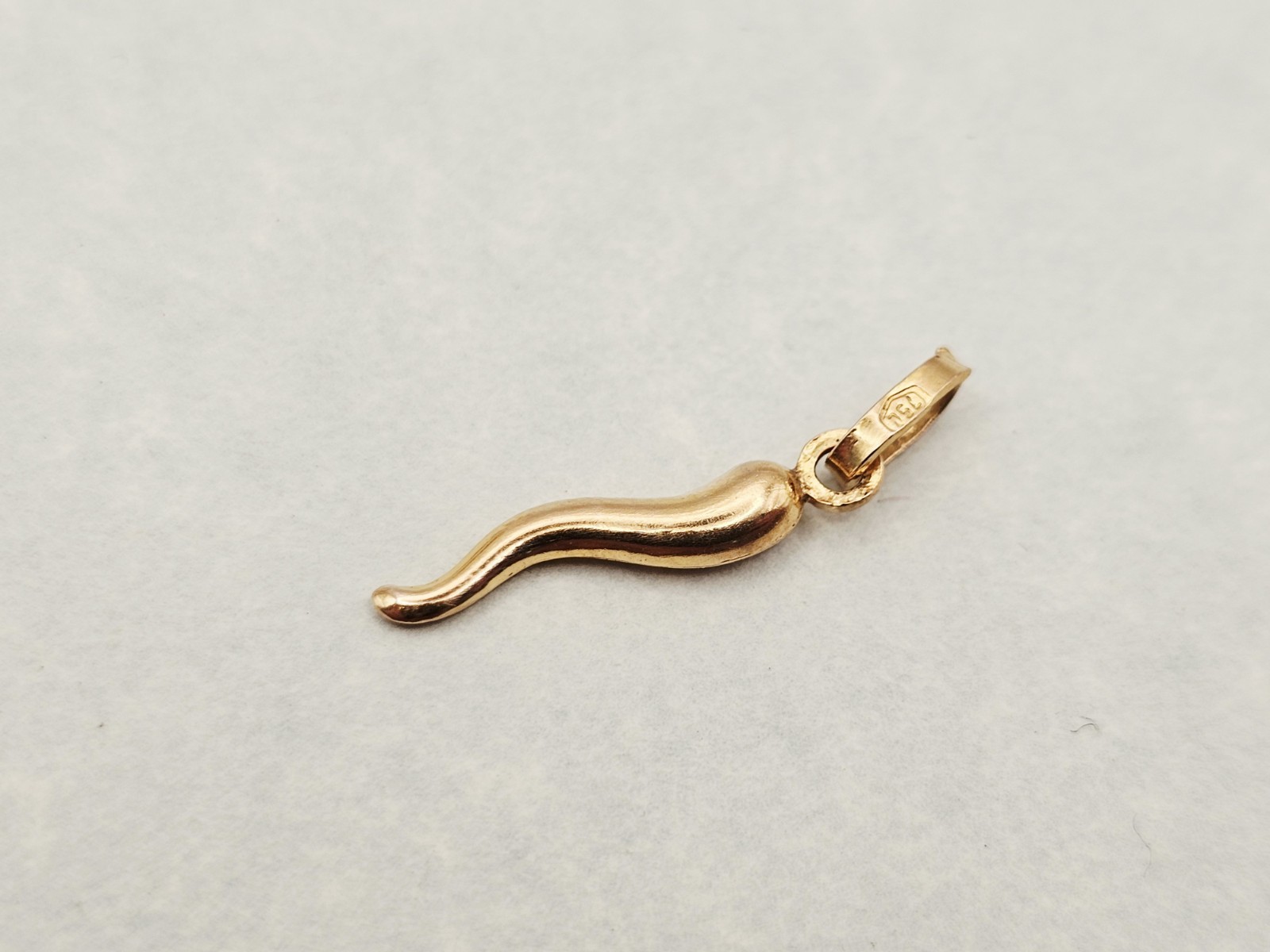 Solid 18k Gold Corno Italian Horn 1 ” Cornicello Charm Pendant Italian 750 ✨️