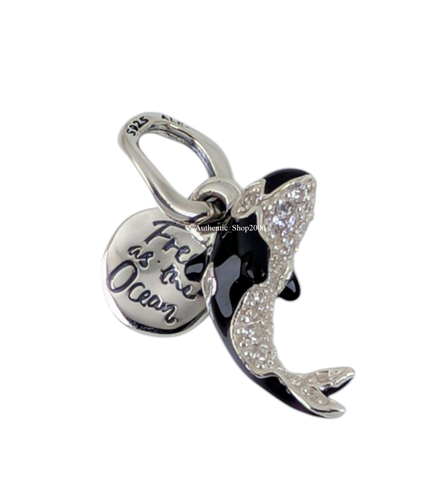 New 100% Authentic PANDORA 925 Ale Free As The Ocean Orca Whale Charm 794683C01