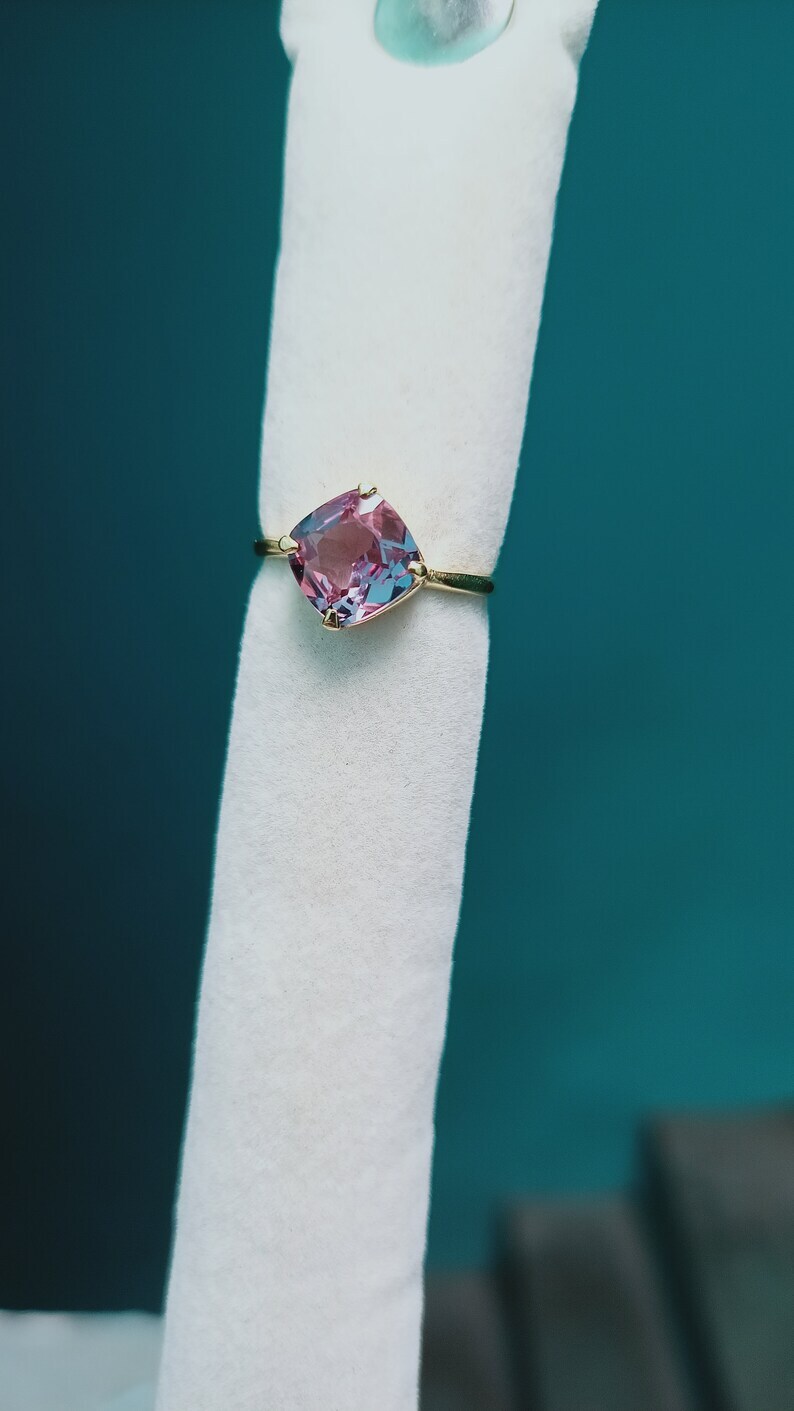 Alexandrite Ring, 925 Sterling Silver Ring, Lab Color Change Alexandrite Ring