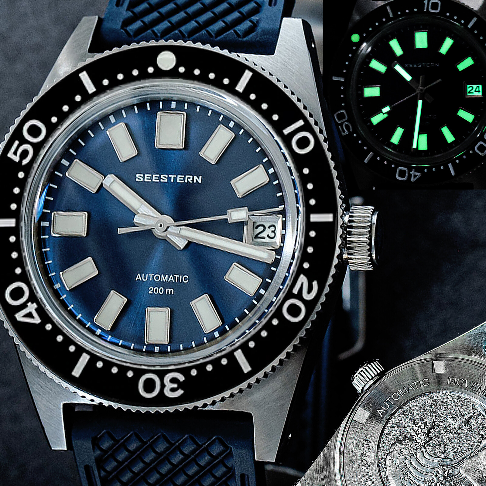 Seestern V3 62MAS 20ATM Genuine Ceramic Bezel 200m DIVER’S Watch SE2021-D62S-BB