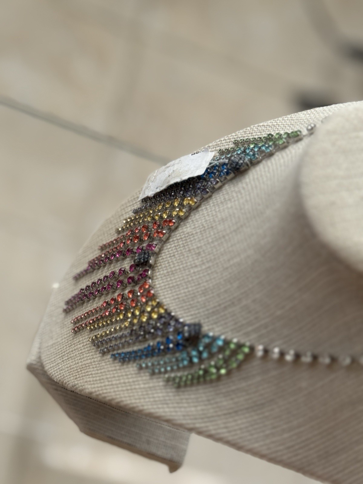 Kurt Geiger London Rainbow Fringe Crystal Statement Necklace Multicolor