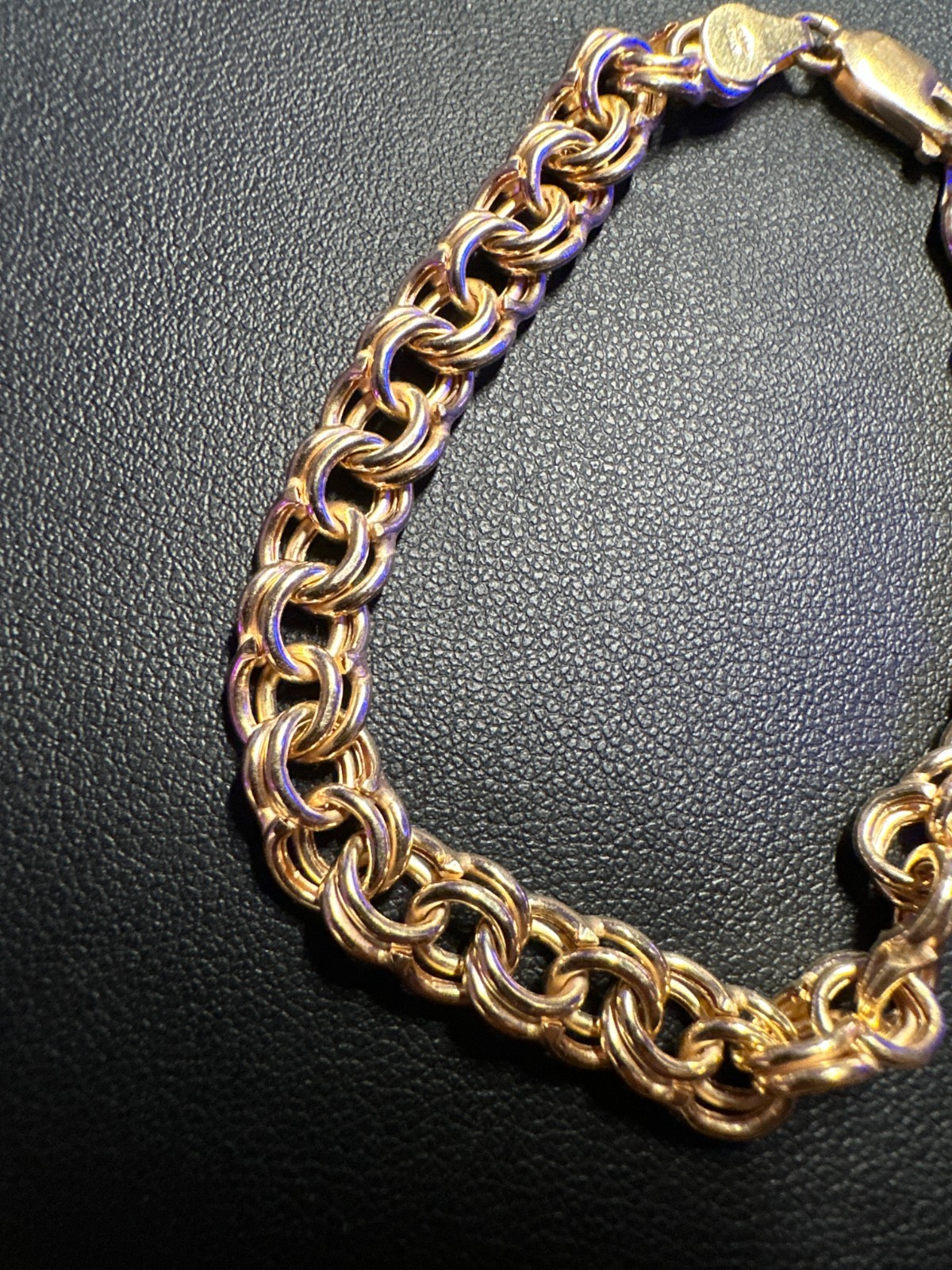 Solid 10K Yellow Gold Double Link Chain Bracelet – 417 Italy – 7.7 grams – 7″