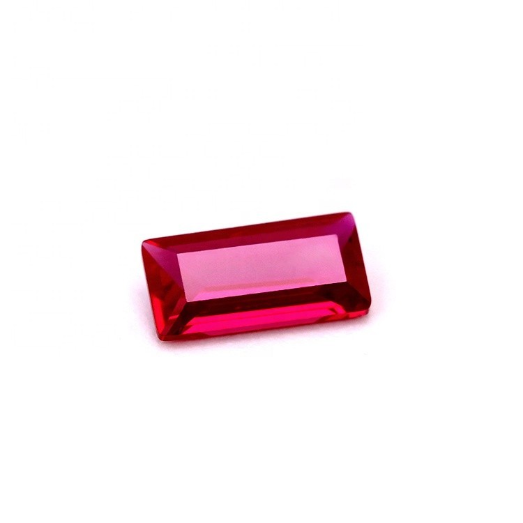 Baguette Fine Cut Lab Created Synthetic Ruby Loose Gemstone For Assorted Jewelry