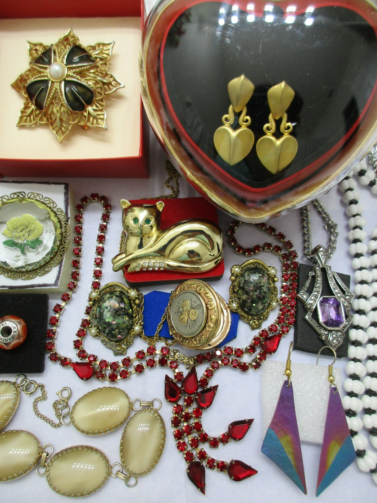 Vtg-Now Jewelry Lot Locket Cameo Heart Box AUSTRIA MONET PANDORA 925 +s/signed