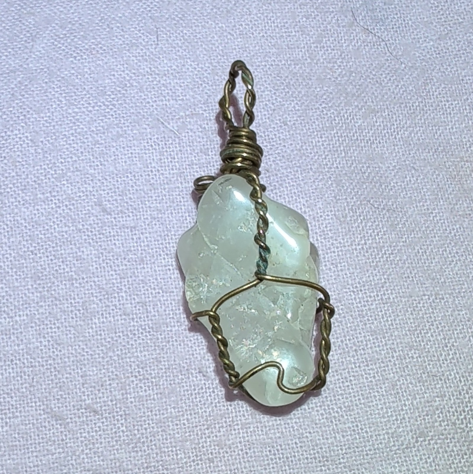 Wire Wrapped Aquarium Brass Wire Pendant. 12 Grams, Tested W/Presidium 2 gemtest