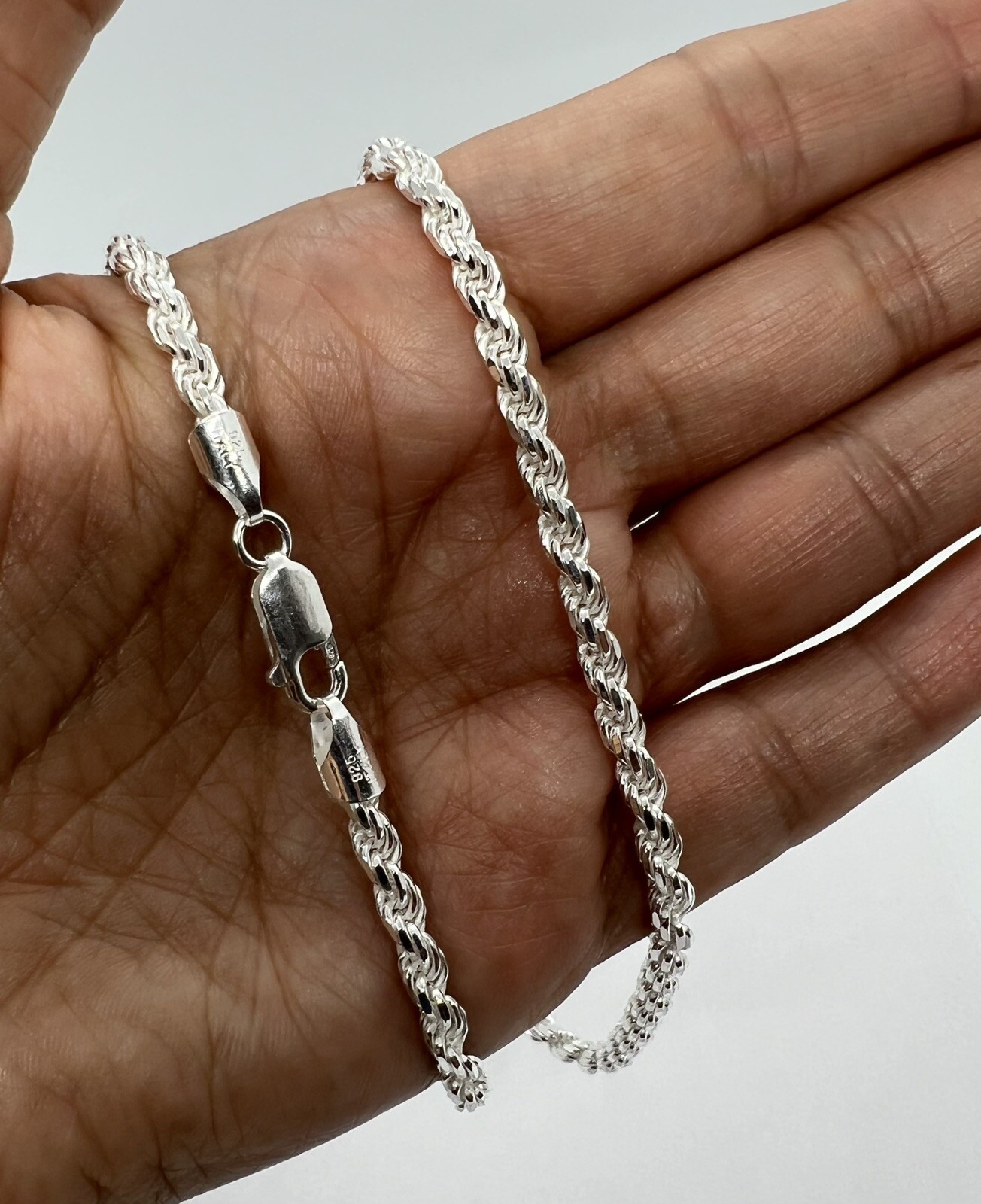 4mm Solid rope chain 925 Sterling silver men’s women’s necklace 16″ – 30″