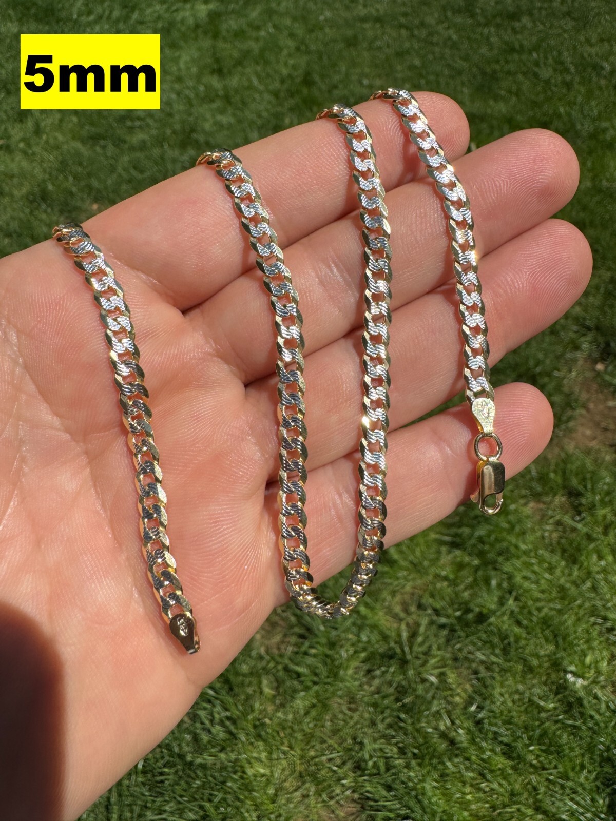 Cuban Link Chain Bracelet 14k Gold Plated Real Solid 925 Silver Necklace 5-11mm