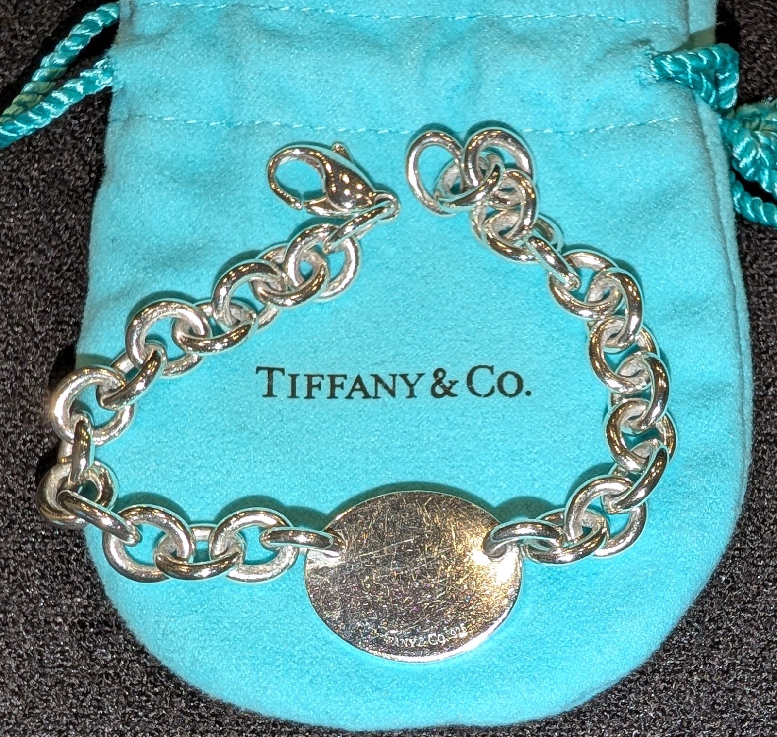 Please Return To Tiffany & Co Oval Tag Charm 7.5″ Bracelet in Sterling Silver