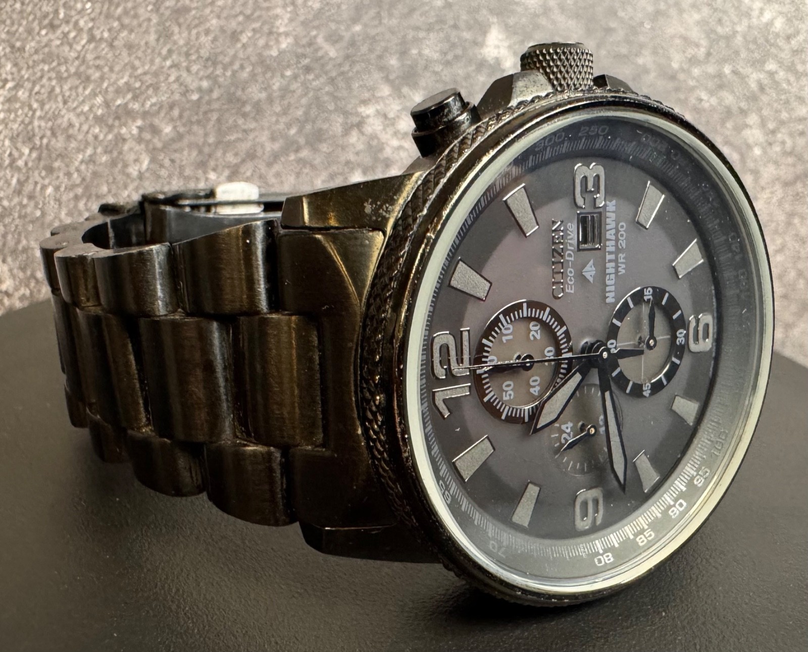 Citizen Eco-Drive Nighthawk WR200 · B612 Black Ion Chronograph Sapphire Crystal