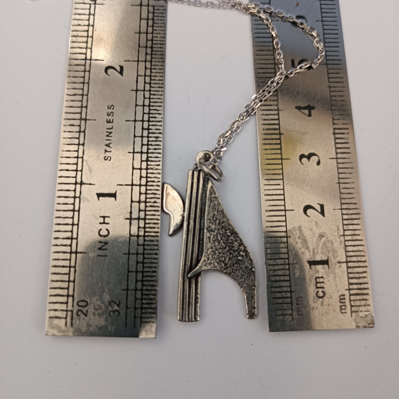 Chai Silver Pendant Necklace Men’s Modernist Brutalist Artistic Hebrew Life Gift