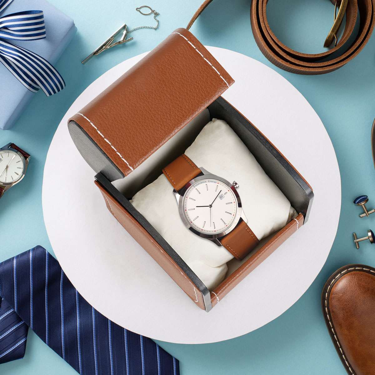 Luxury Single Watch Gift Box with Pillow PU Leather Wristwatch Display Case