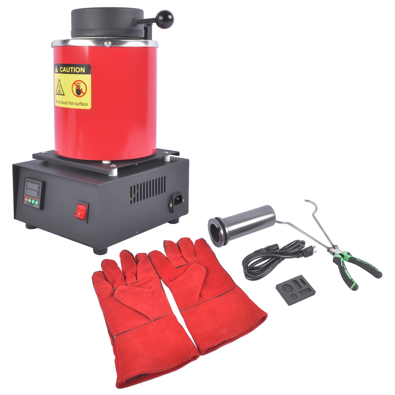 1500W 1150°C/2102°F Small High-Temperature Casting Furnaces 110V Red 1KG 2KG 3KG