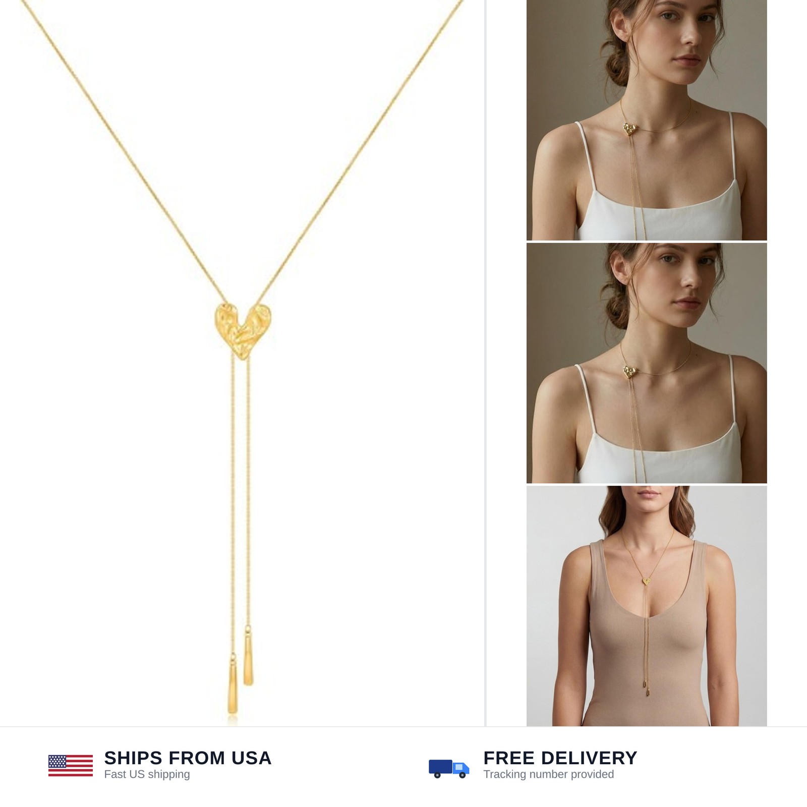 Gold Silver Necklace for Women Y Chain Adjustable Gold Long Necklaces Fashion…