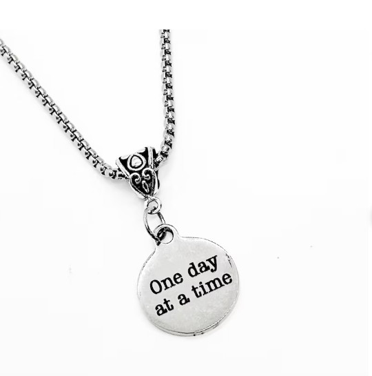 One Day At A time Necklace, Believer Jewelry, Hope for A Future, Recovering