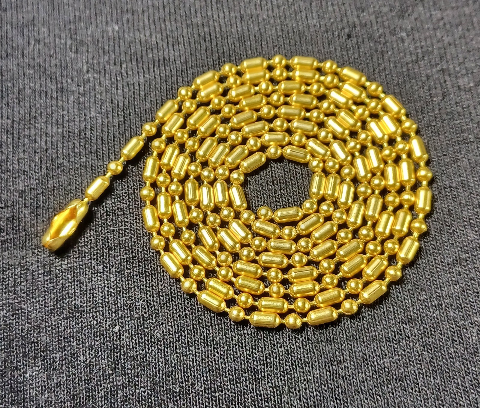 Brass 2.4mm Bar & Ball Bead Military Type Dog Tag Chain Necklace USAMade