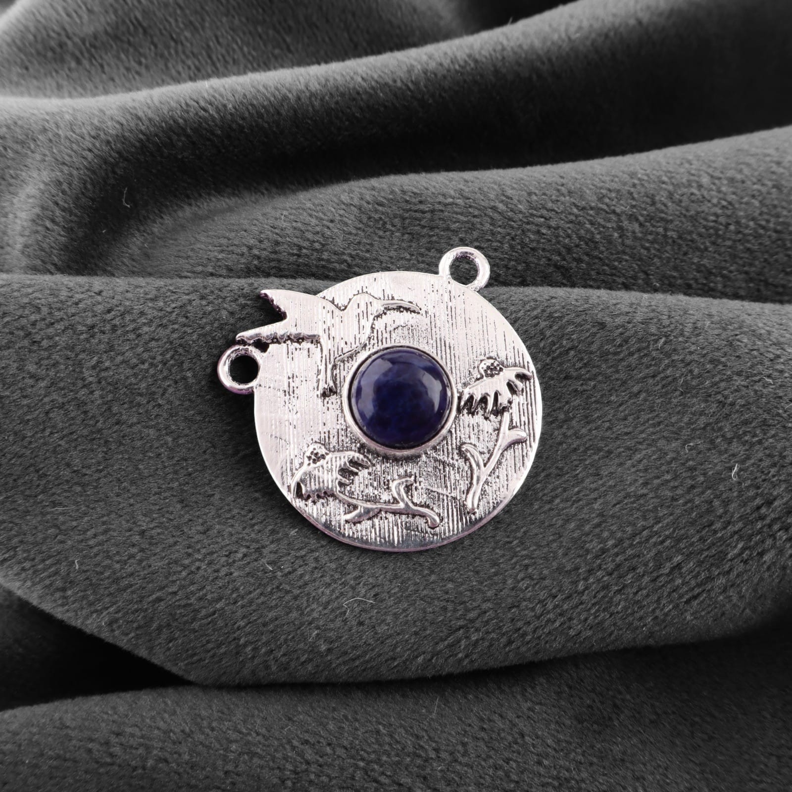 Handmade New 925 Silver Sapphire Sodalite Blue Round Natural Stone Pendant