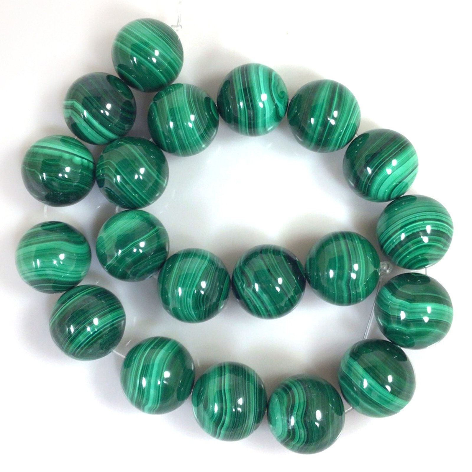 Grade AAA 20mm Natural Malachite Round Spacer Loose Beads Deep Green 15″ strands