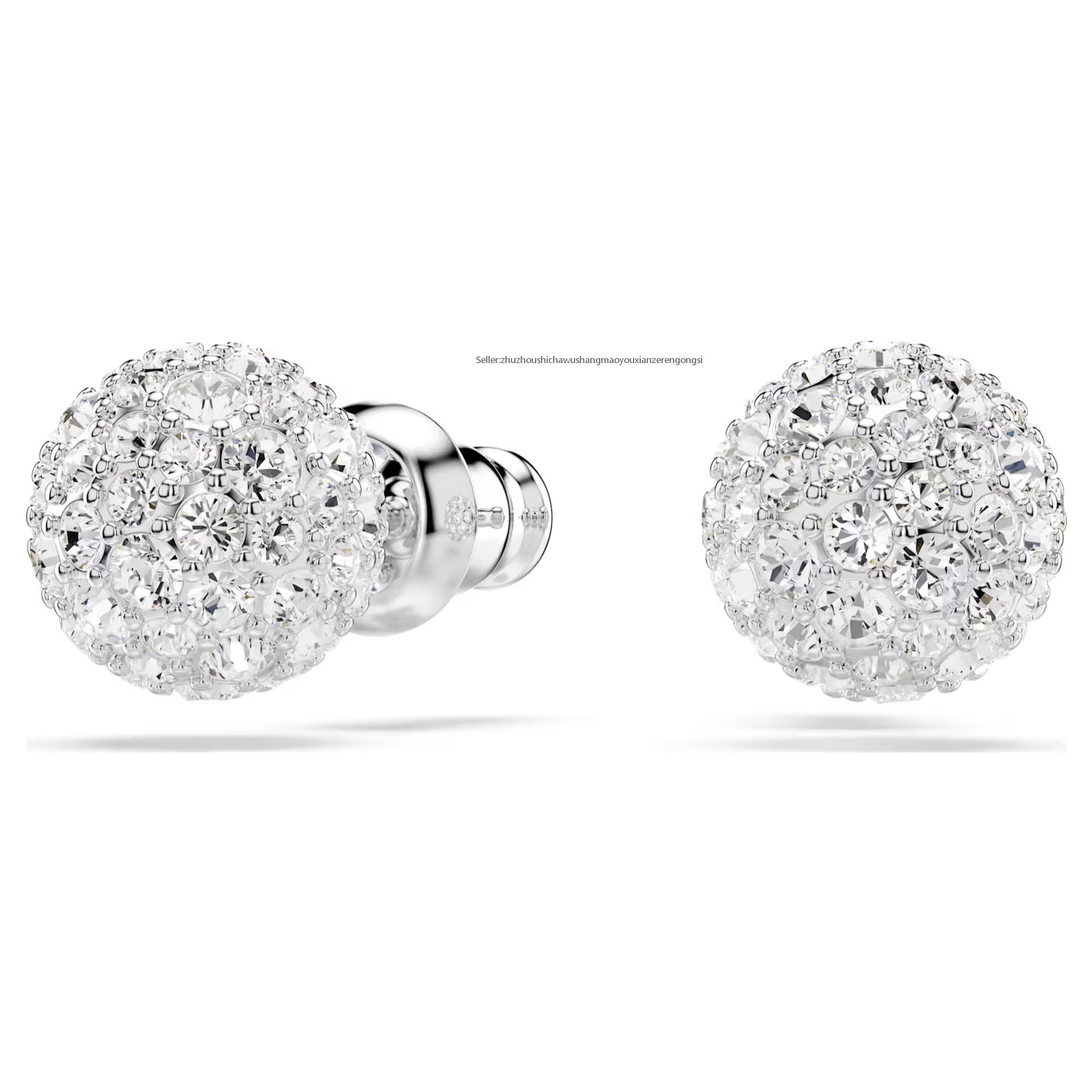 Dextera White Rhodium Plated Stud Earrings Round Cut New