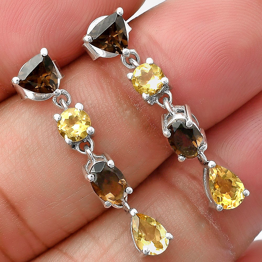 925 Sterling Silver Multi Colorful Gemstone Drop Earrings for Women DGE1059