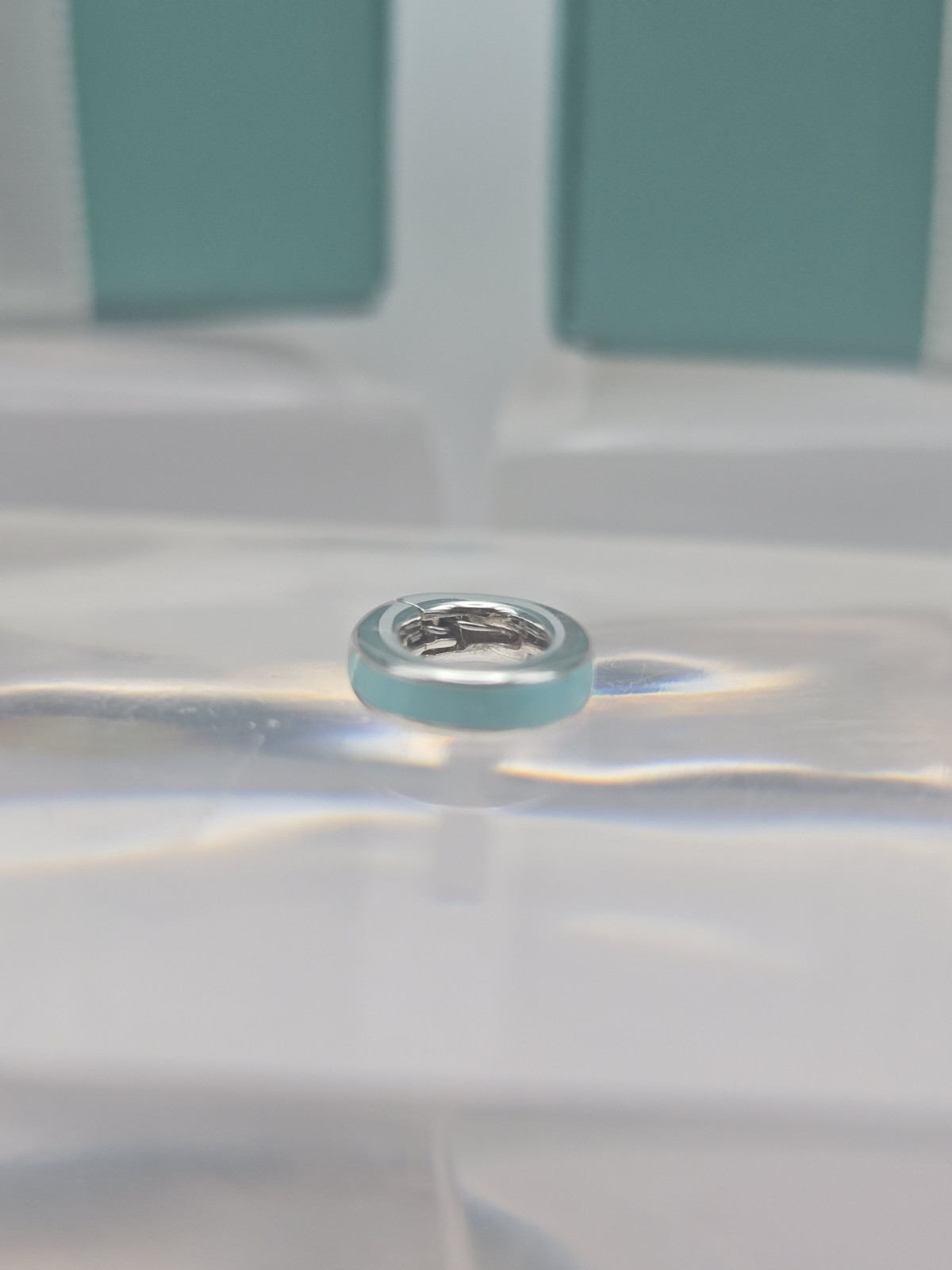 Tiffany & Co. Blue Enamel Oval Link Jump Ring Clasping Charm Extender Clasp