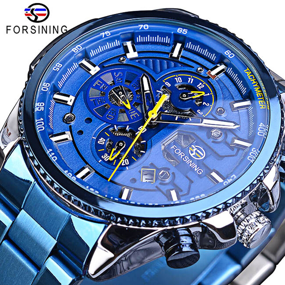 FORSINING Mens Automatic Mechanical Watches Waterproof Sports Chronograph Watch