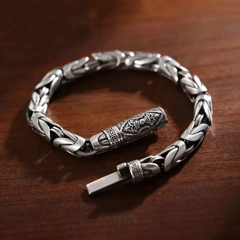 925 Sterling Silver Bangle Bracelet Chain Popular Vintage Bracelets Mens Gift