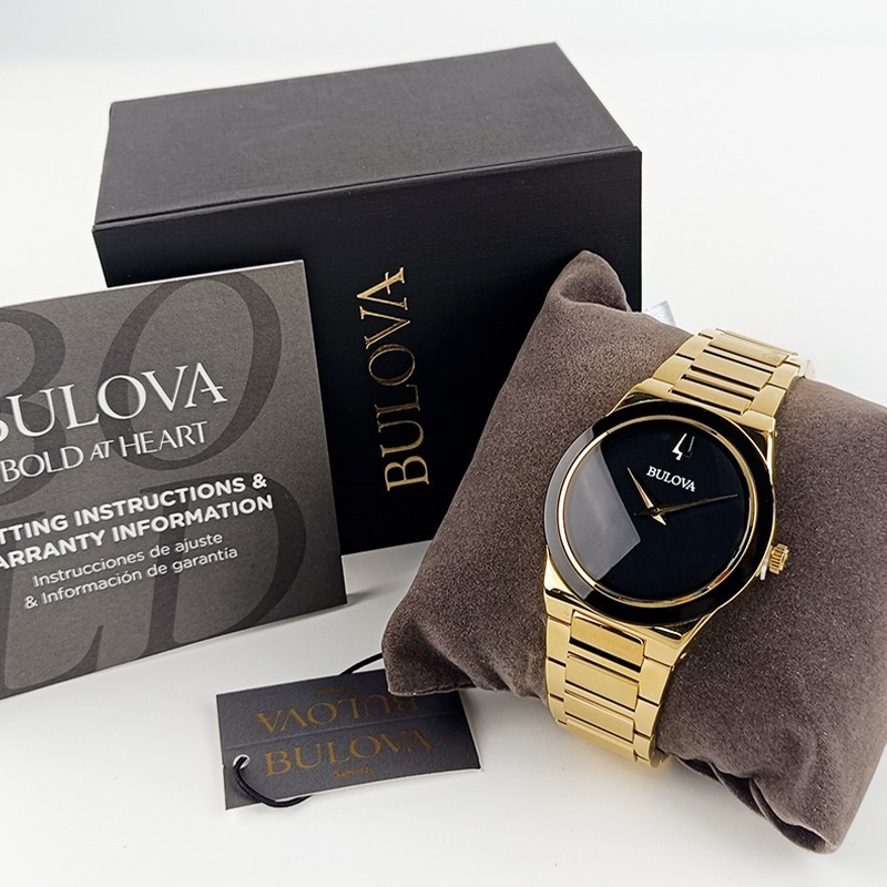 Bulova Men’s Millennia 97A183 Gold/Black Dial New Stainless Quartz Watch 41mm