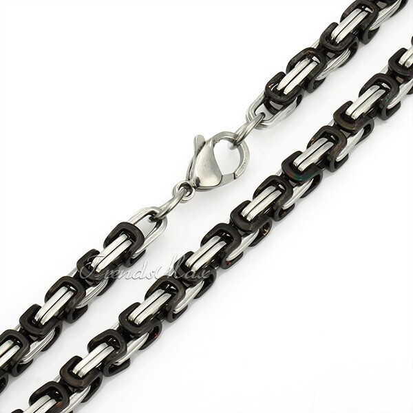 5mm Mens Byzantine Box Link Chain Stainless Steel Necklace Silver/Gold Jewelry