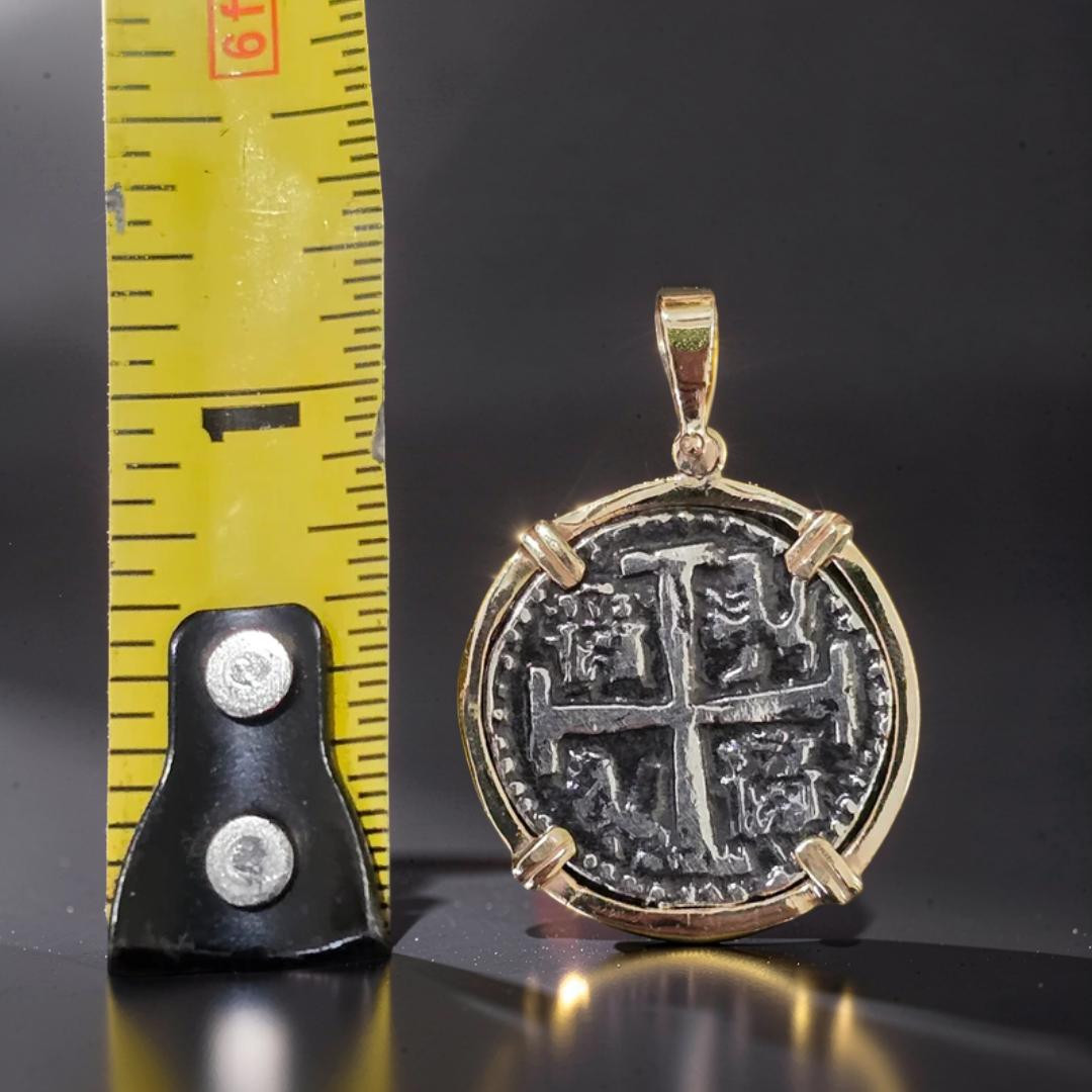 Atocha Shipwreck Silver Coin Pendant Solid 14k Gold Frame Treasure Jewelry