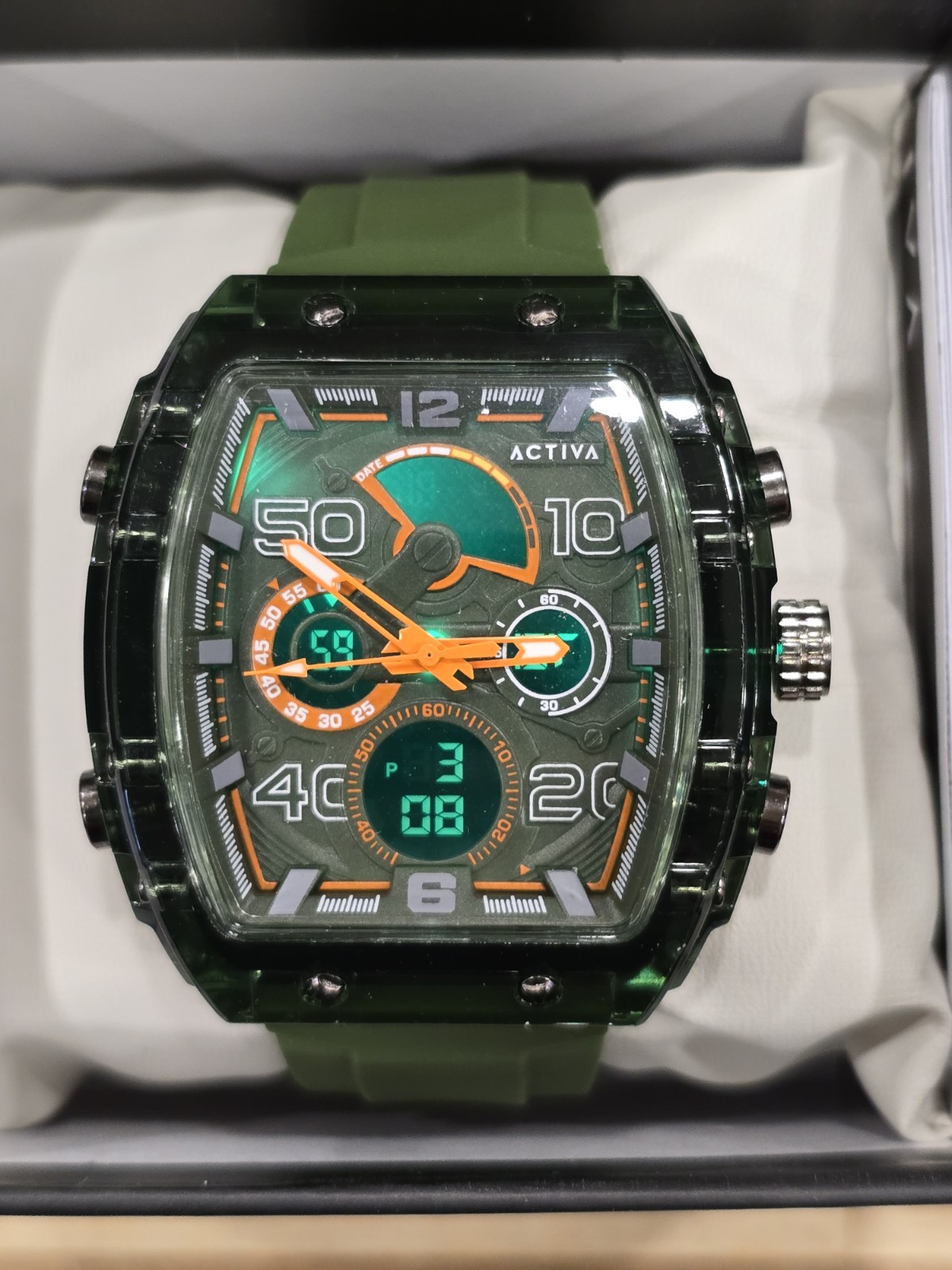 Activa X Invicta Digital Essentials Men’s Watch 45mm, Army Green ACW8109-004 New