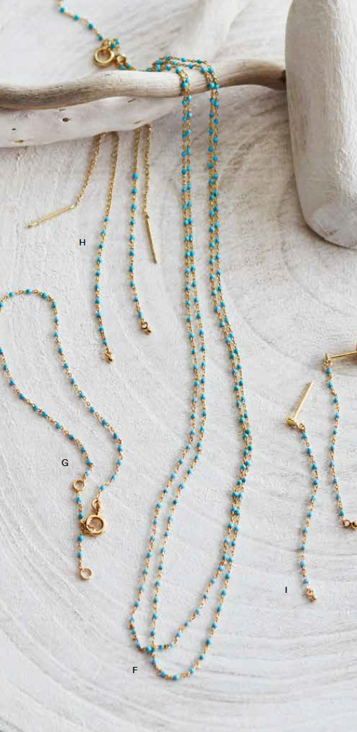Turquoise Beaded Double Strand Necklace Gold Layered Choker 16–18″