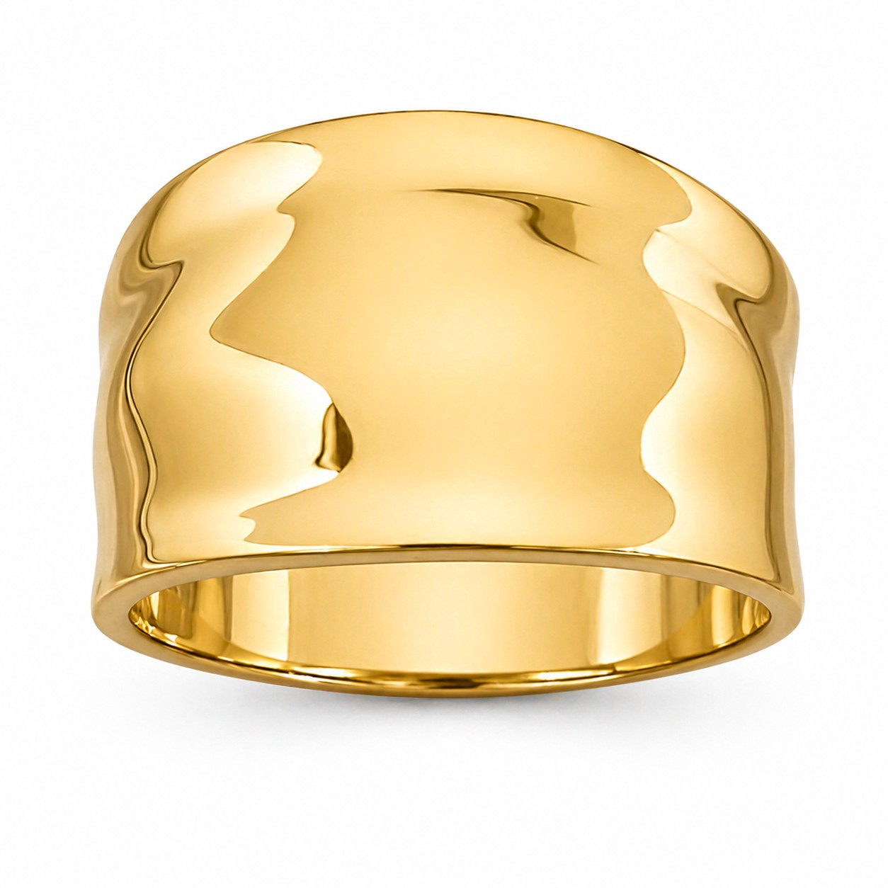 Solid 18K Yellow Gold Cigar Ring, Gold Dome Ring 13mm Sizes 5 – 12