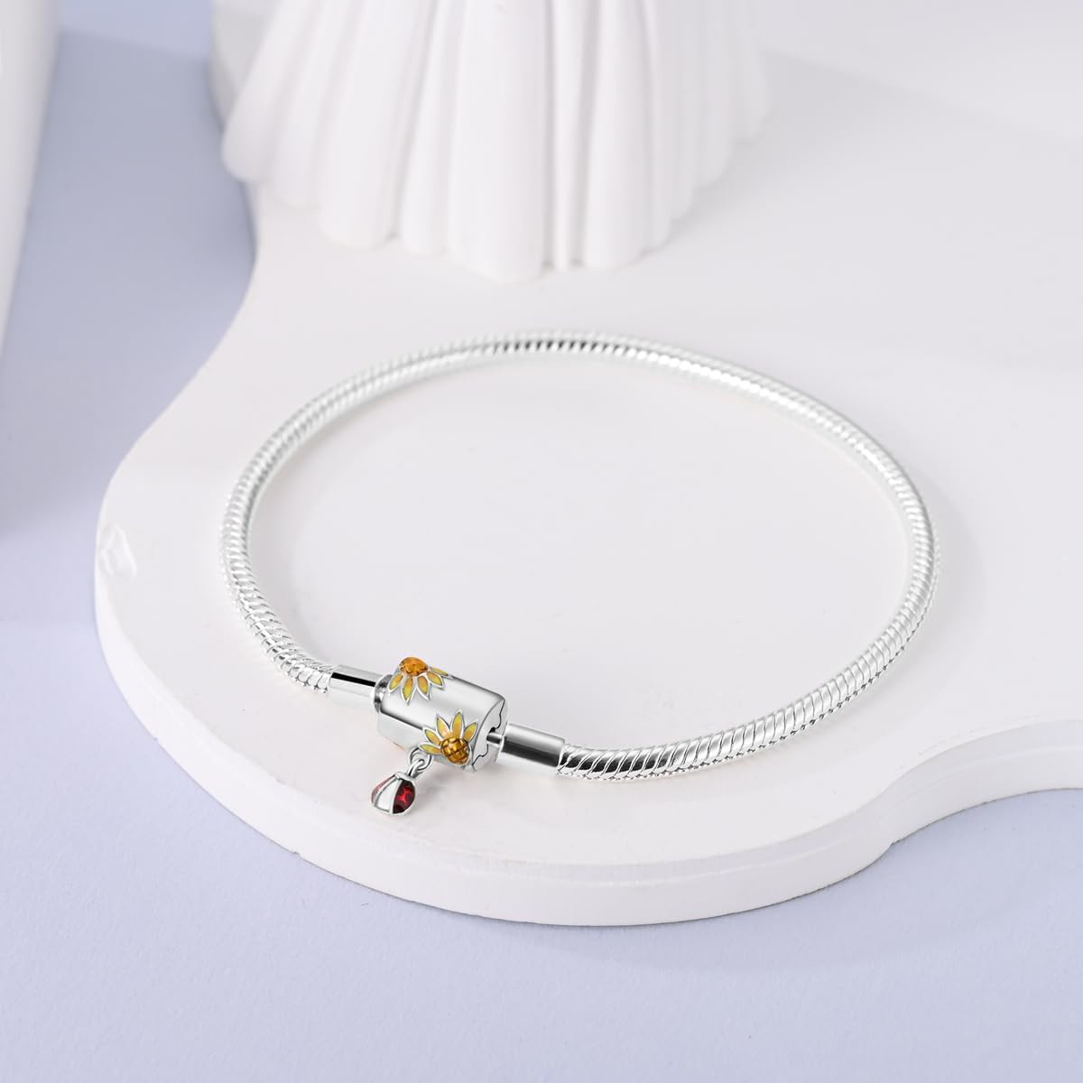 Sunflower Clips Charm Bracelet, Bracelet For Charm, Sunflower Ladybug Bracelet