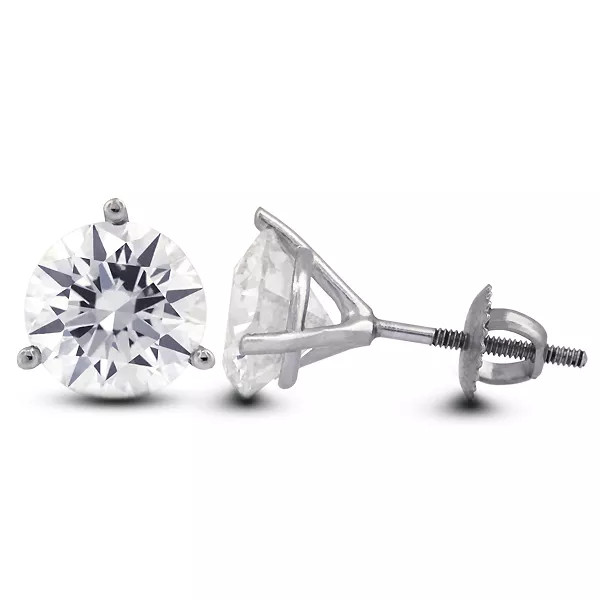 Solid 14K White Gold Stud Earrings Classic 1.11 CT Round Natural Diamond F SI1