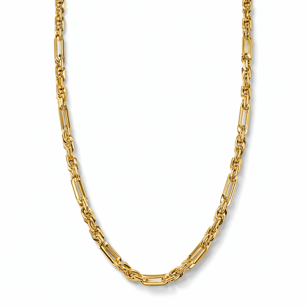 Milano Chain Necklace 5mm Gold Plated Figaro Style Link Men Women 20, 24 Inch