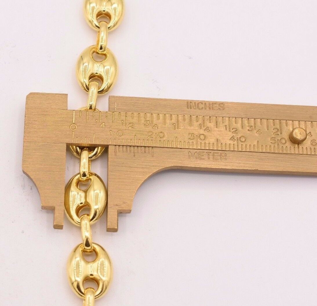 11mm Puffed Mariner Anchor Link Chain Necklace 14K Yellow Gold-Plated Silver 925