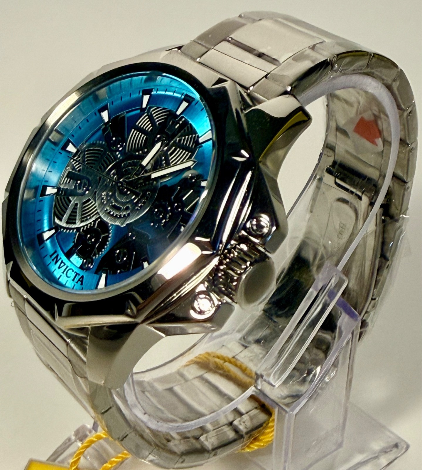 nvicta Objet D Art 50379 Mens Blue Skeleton Dial Stainless Steel 44mm Watch