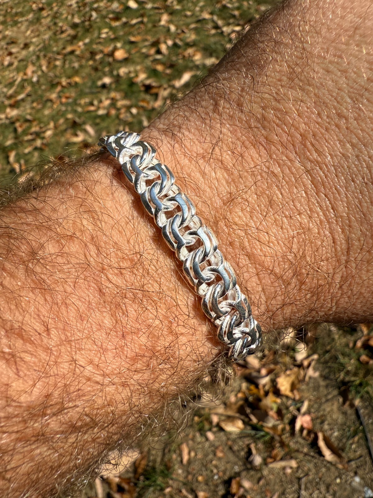 Real 925 Sterling Silver Handmade 9mm Bismark Garibaldi Chino Bracelet Mens