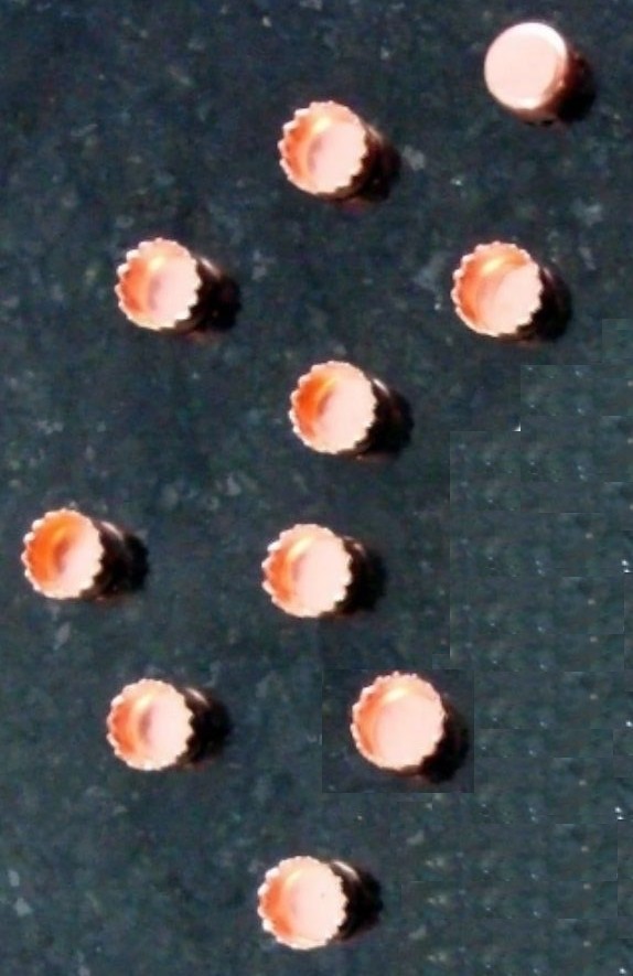 Bezel cups copper 3mm round machine made serrated edge 10 bezel cups bc021