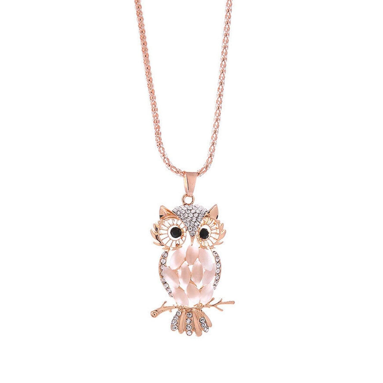 Owl Pendant w/Necklace Opal Lab Created/Plated Fashion Jewelry 28″ SELECT COLOR