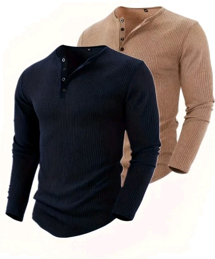 Elegant New York Tibet Styled Warm Winter Henley Winter Sweater With Button Down