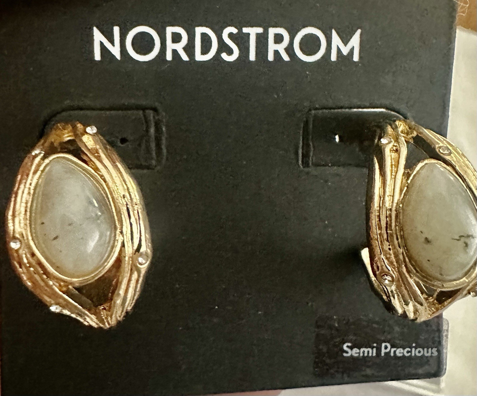 Nordstrom Labradorite Oval Stud Earrings Gold Tone Nickel-Free Butterfly